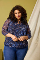 Keara Printed Crepe Blouse - Navy Print