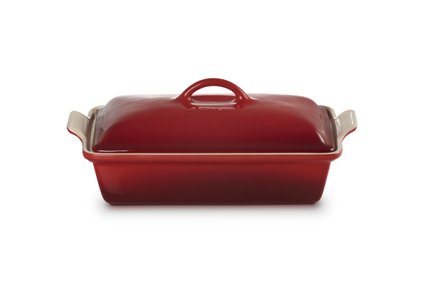 Stoneware Rectangular Lidded Dish 33CM - Cerise