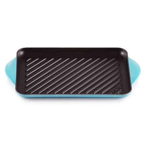 32cm Cast Iron Rectangular Grill - Teal