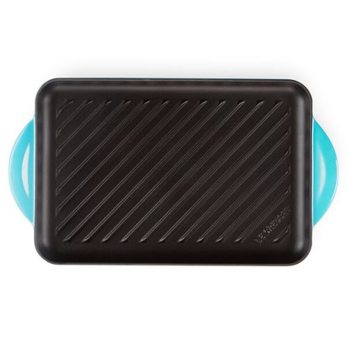 32cm Cast Iron Rectangular Grill - Teal