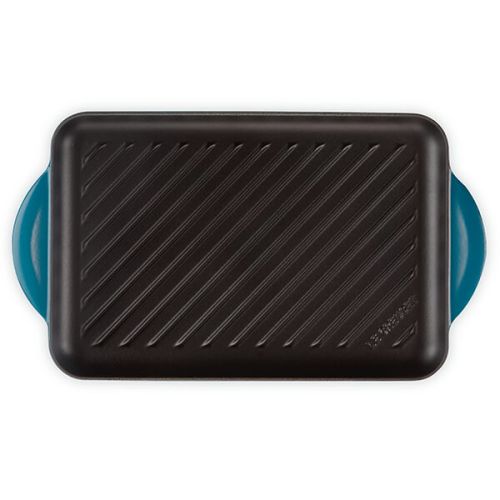 32cm Cast Iron Rectangular Grill - Deep Teal