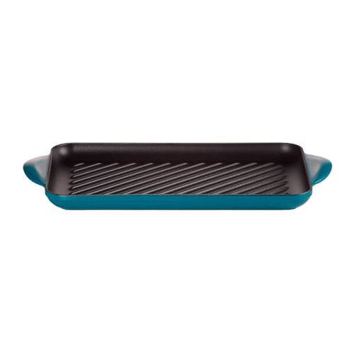 32cm Cast Iron Rectangular Grill - Deep Teal