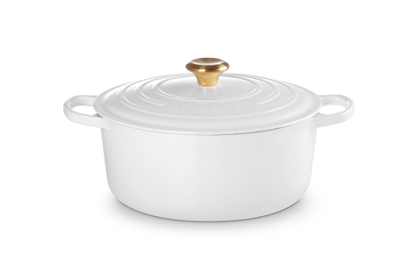 Signature Cast Iron Round Casserole - White
