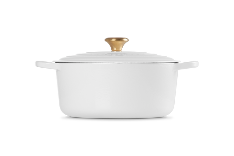 Signature Cast Iron Round Casserole - White