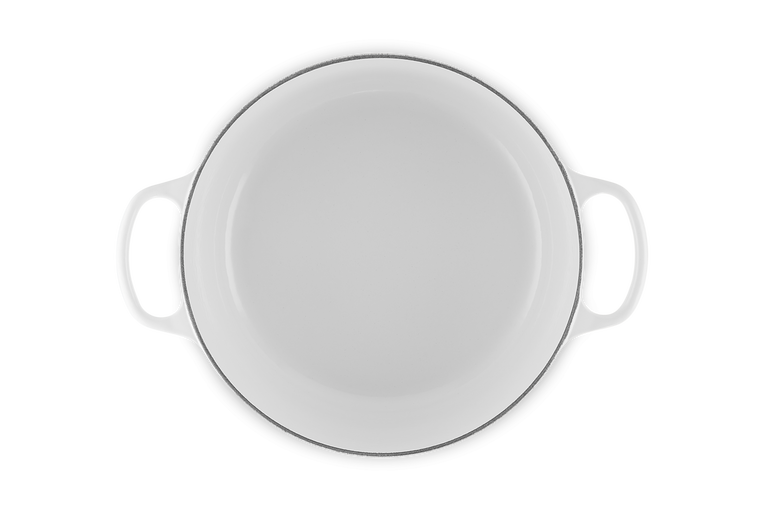 Signature Cast Iron Round Casserole - White