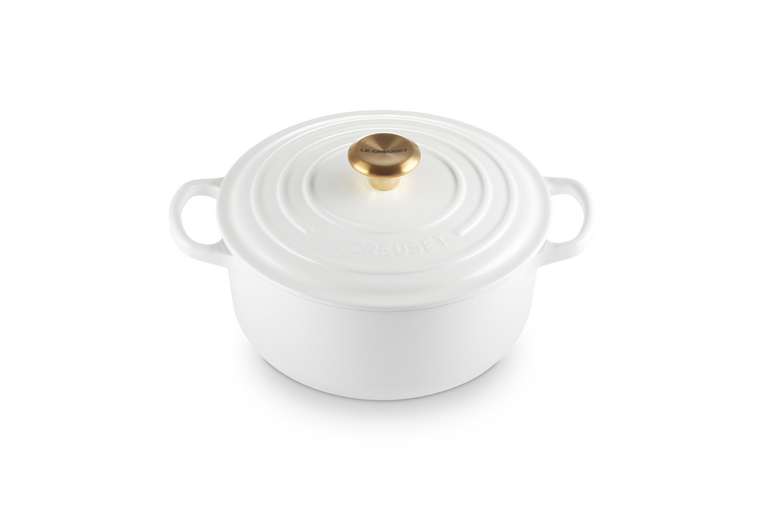 Signature Cast Iron Round Casserole 24cm - White
