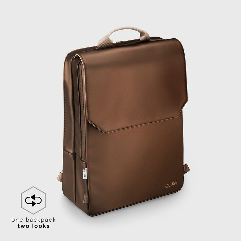 Le Réversible Backpack Metallic Brown, Beige & Gold