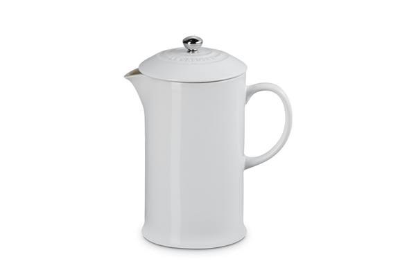 Cafetiere with Metal Press - White