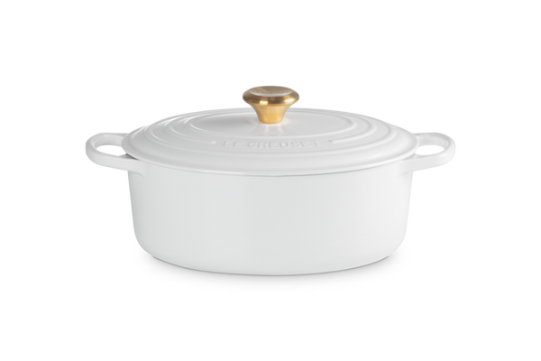 Signature Cast Iron Oval Casserole 29CM- White