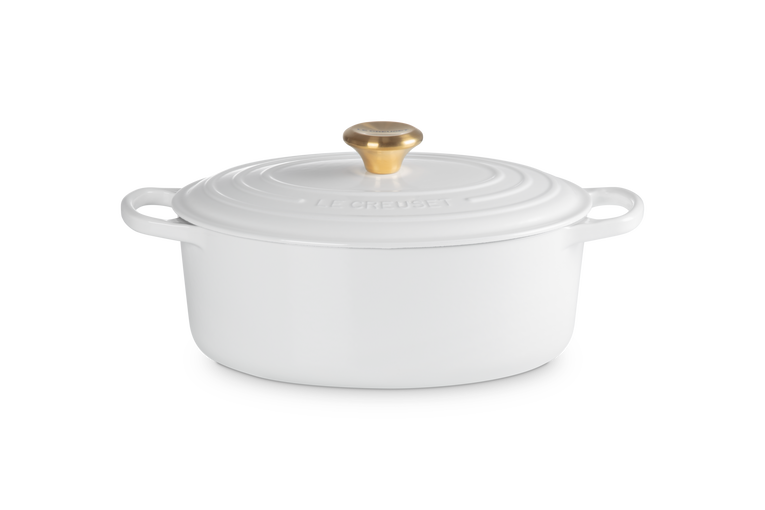 Signature Cast Iron Oval Casserole - White