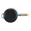 28cm Signature Cast Iron Frying Pan with Wooden Handle - Deep Teal