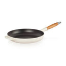28cm Signature Cast Iron Frying Pan with Wooden Handle - Meringue