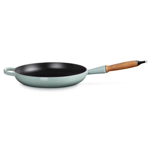 28cm Signature Cast Iron Frying Pan with Wooden Handle - Sea Salt