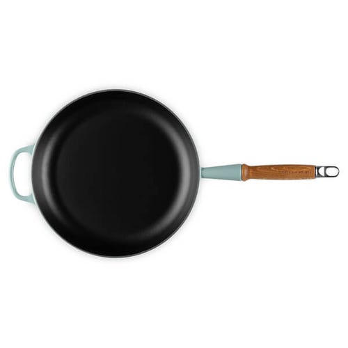 28cm Signature Cast Iron Frying Pan with Wooden Handle - Sea Salt