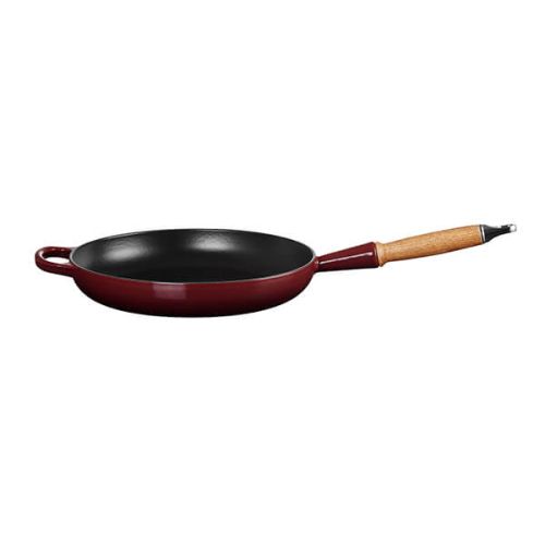 28cm Signature Cast Iron Frying Pan with Wooden Handle - Rhone