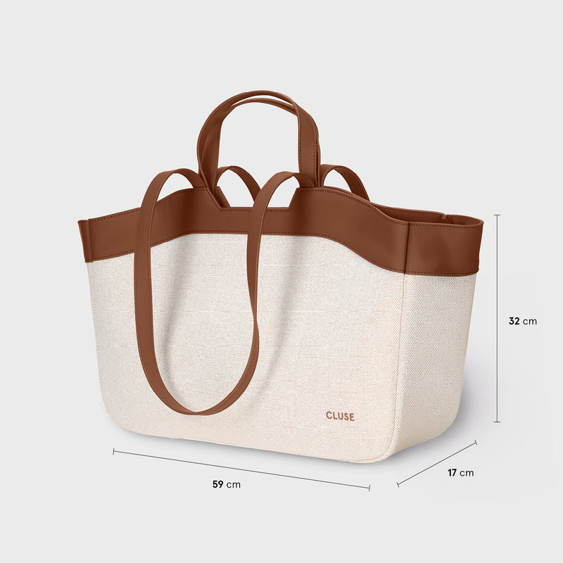 Tote Bag - Beige & Brown