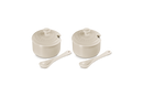 Serenity Set of 2 Condiment Pots with Spoon - Brioche