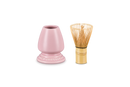 Matcha Whisk & Stoneware Stand - Sugar Pink