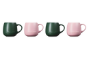 Serenity Stoneware Set of 4 Matte Coupe Mugs - Sugar Pink/Forêt