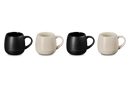Serenity Stoneware Set of 4 Matte Coupe Mugs - Satin Black/Brioche