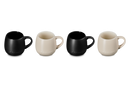 Serenity Stoneware Set of 4 Matte Coupe Mugs - Satin Black/Brioche