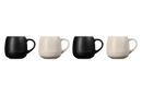 Serenity Stoneware Set of 4 Matte Coupe Mugs - Satin Black/Brioche