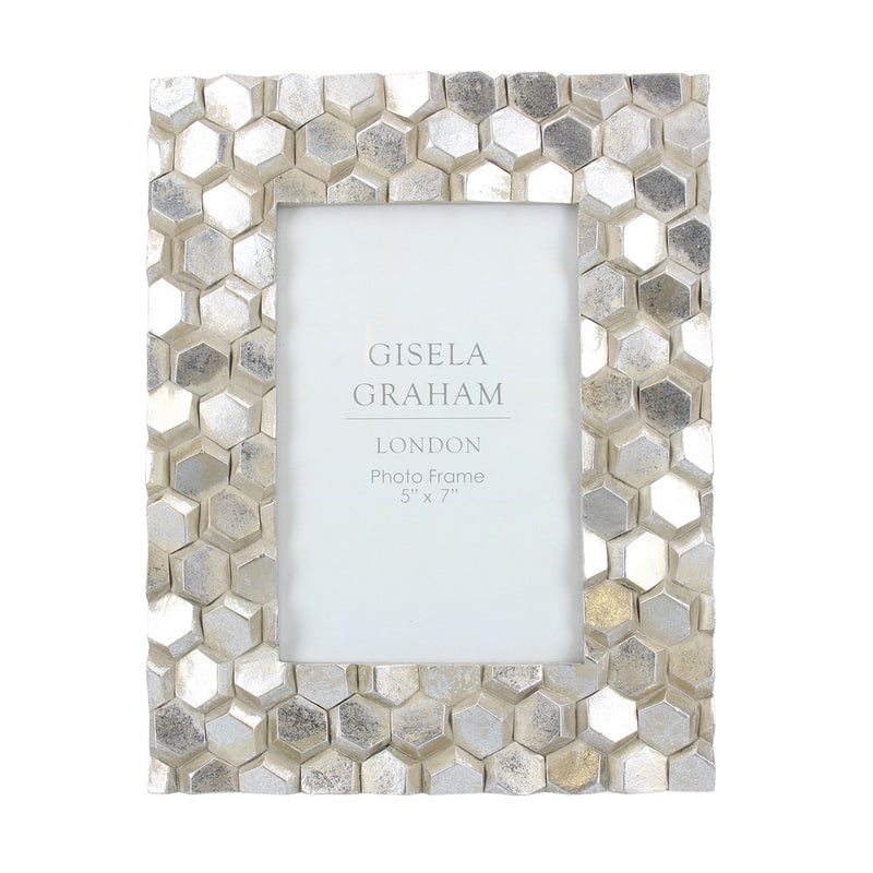 Silver Hexagon Geo Resin Picture Frame 5x7"