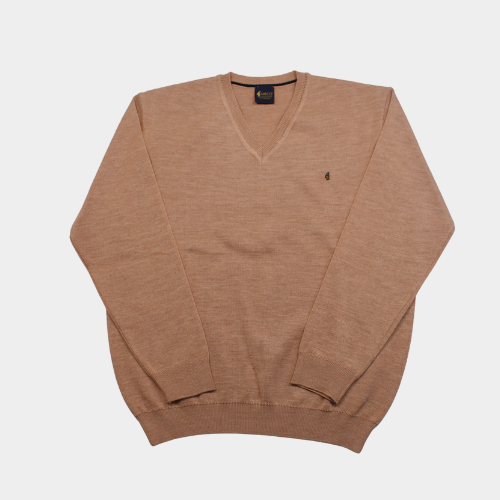 Plain V Neck Jumper - Peach