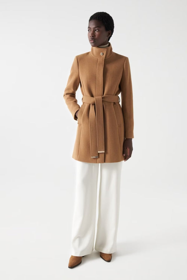 Belted Wool Coat - Brown