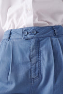 Light Denim Baggy Crop Trouser - Blue