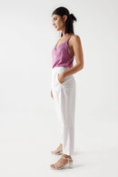 V Neck Lace Top - Pink