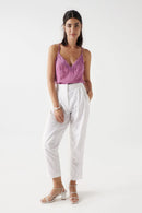 V Neck Lace Top - Pink