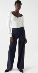 Rib V Neck Top - Pearl