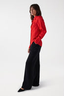 Satin Feel Slim Fit Shirt - Red