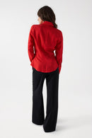 Satin Feel Slim Fit Shirt - Red