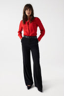 Satin Feel Slim Fit Shirt - Red