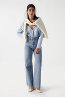 Salsa True Embroidered Wide Leg Jean - Blue