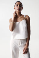 Ring Detail Top - White