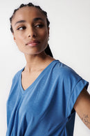 Ruffle Detail T-Shirt - Blue