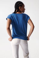 Ruffle Detail T-Shirt - Blue