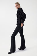 Ruffle Sleeves Shirt - Black