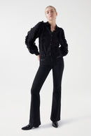 Ruffle Sleeves Shirt - Black