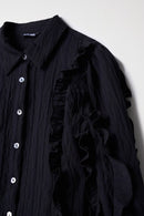 Ruffle Sleeves Shirt - Black