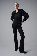 Ruffle Sleeves Shirt - Black