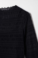 See Through Neck & Sleeves Top - Black
