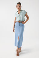 Plain Satin Feel Shirt - Green