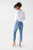True Ripped Slim Crop Jean - Blue