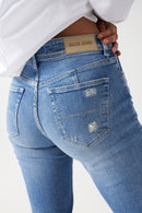 True Ripped Slim Crop Jean - Blue