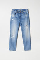 True Ripped Slim Crop Jean - Blue