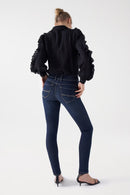 Medium Rise Push In Skinny - Blue